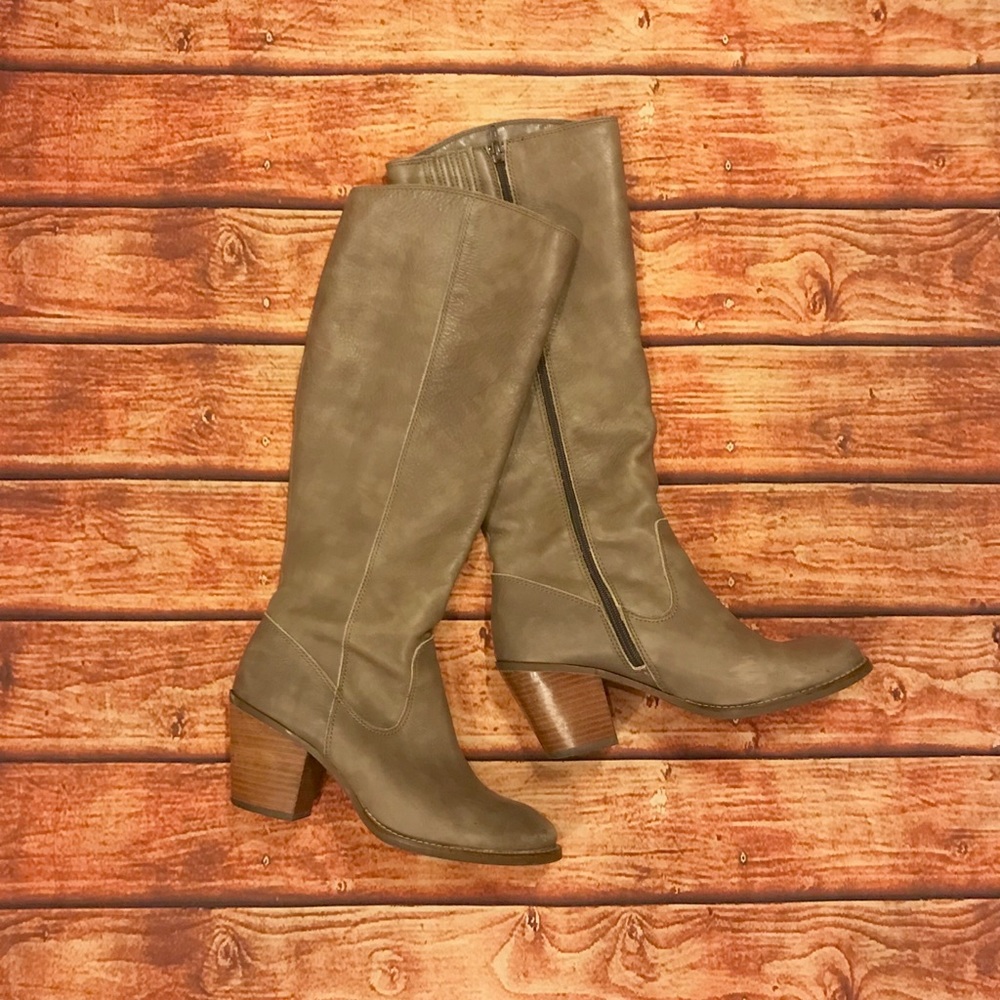 Seychelles gray leather tall high heel boots 8.5